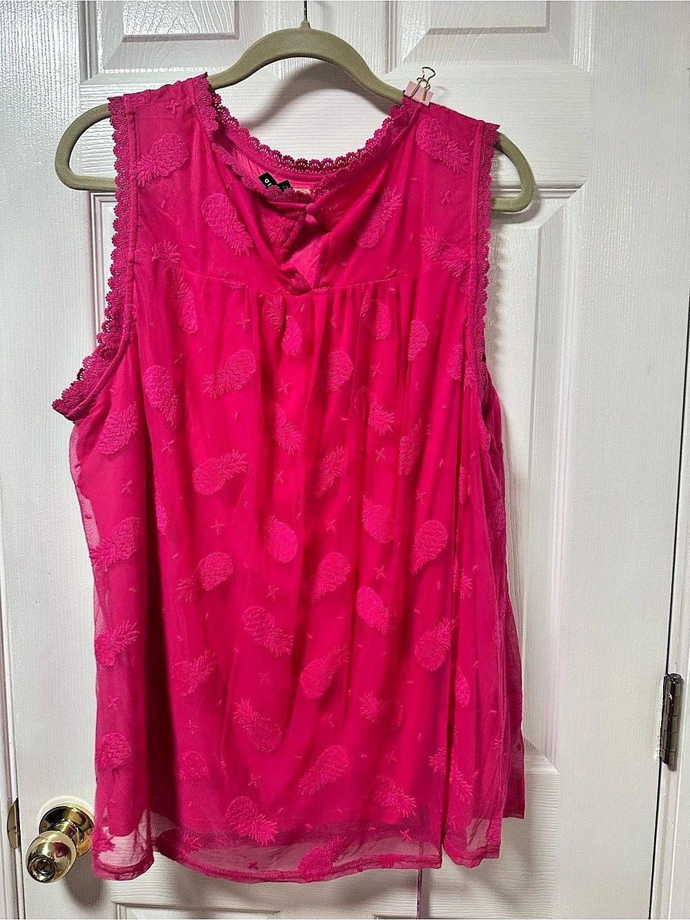 Torrid Pink Pineapple SL Mesh Mockneck Pink Size 2X